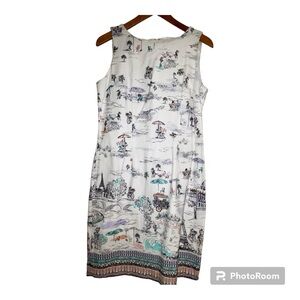 Chetta B "Paris" theme sleeveless ballet neck sheath above-knee dress sz 10